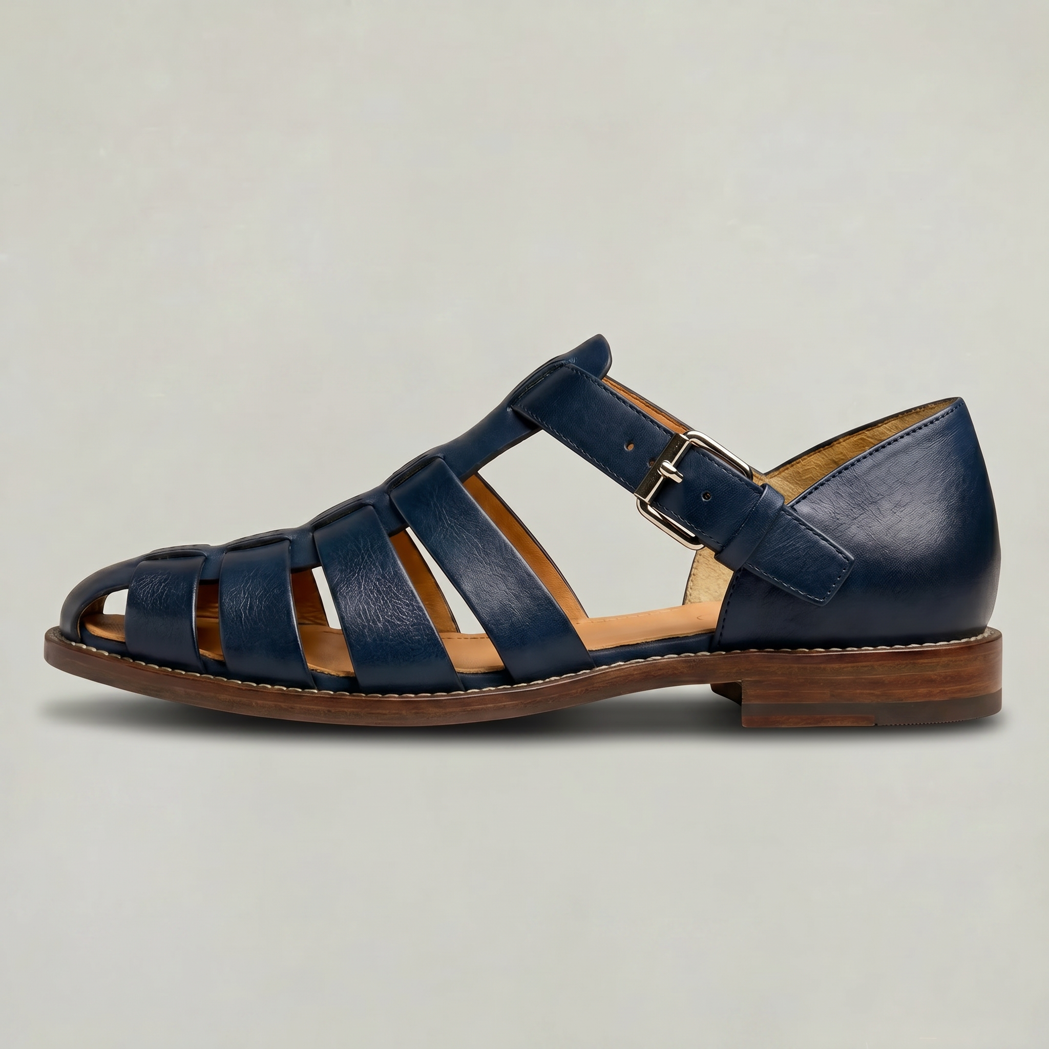 Men's Leather Closed Toe Fisherman Sandals