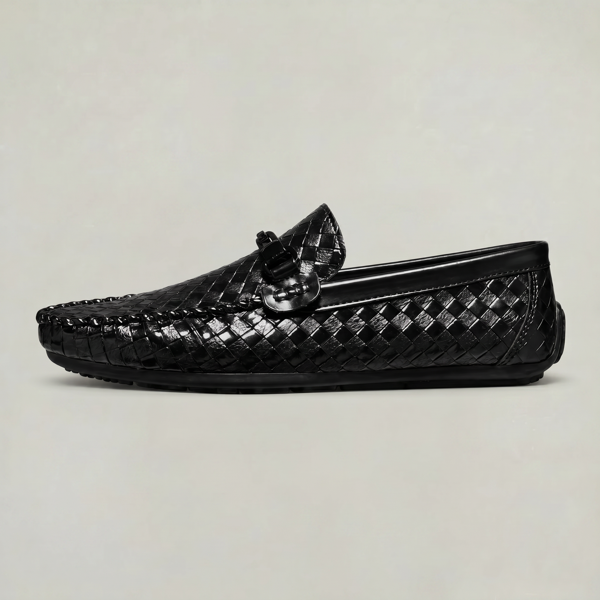Men's Woven Leather Slip-On Driving Loafers