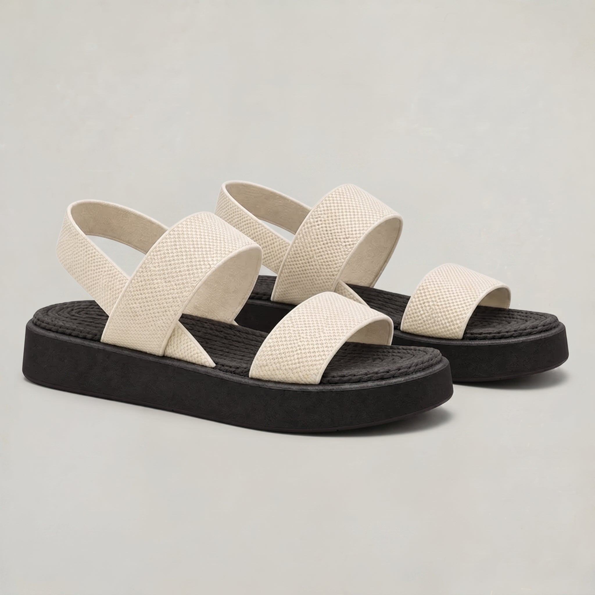 Women's Open Toe Platform Slide Sandals With Elastic Strap