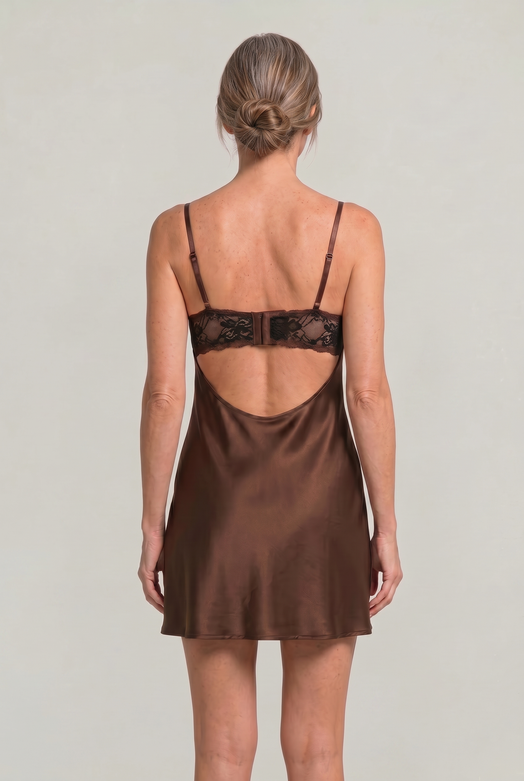 Women's Lace Slip Satin Mini Dress