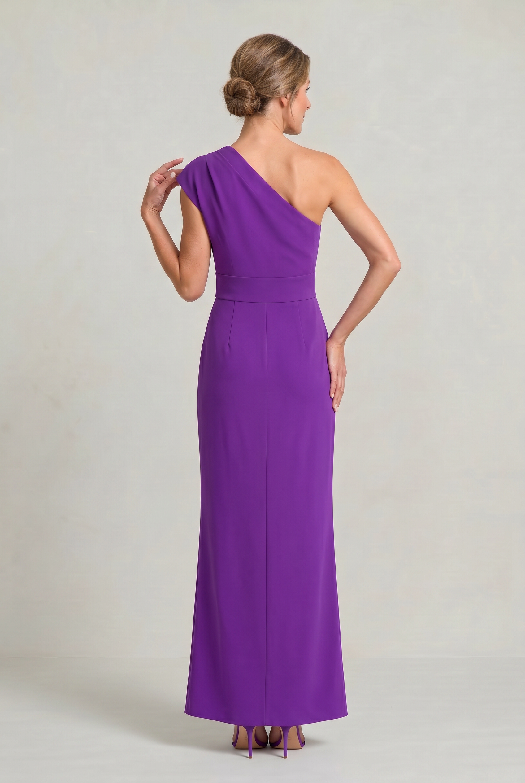 Women's One-Shoulder Maxi Evening Dress - Asymmetric Neckline