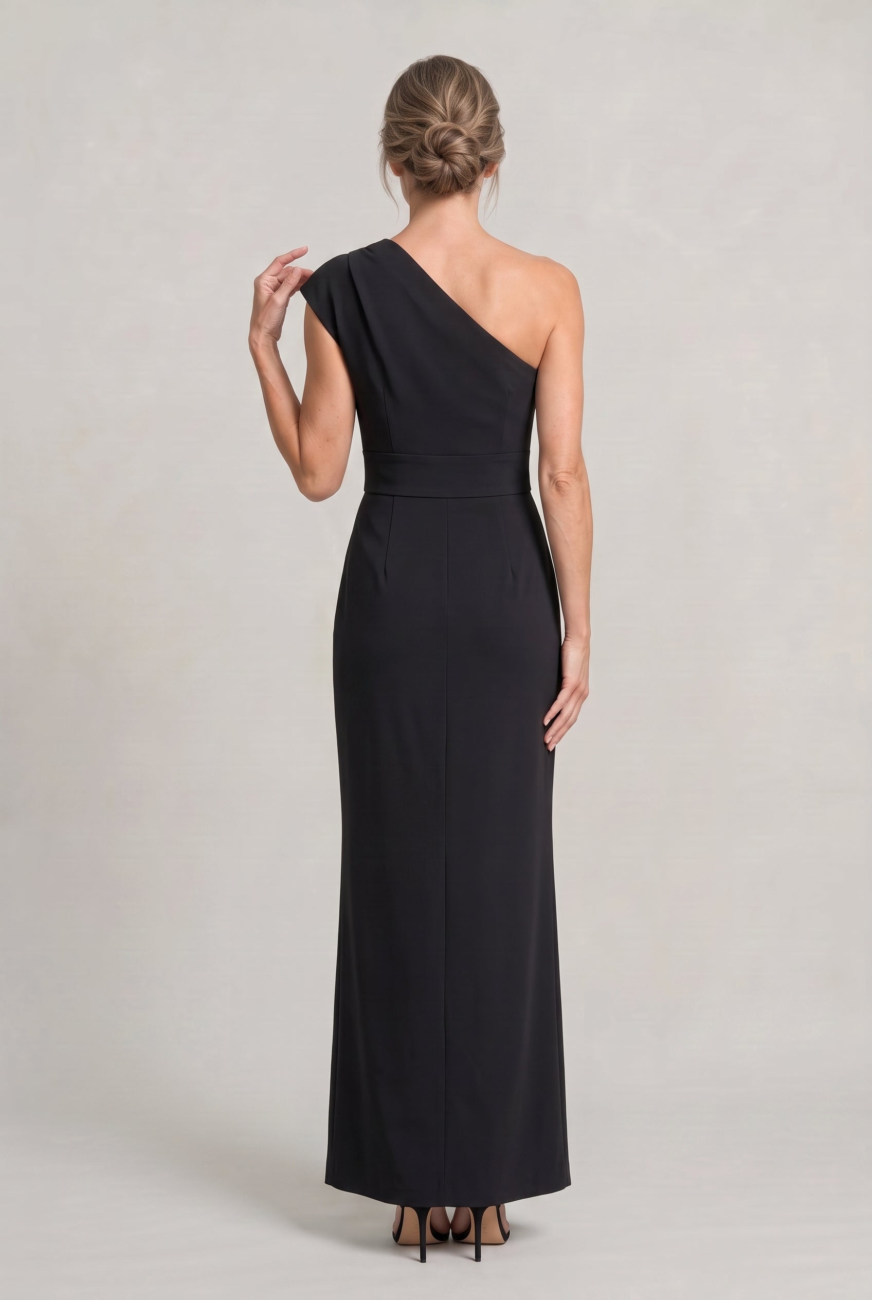 Women's One-Shoulder Maxi Evening Dress - Asymmetric Neckline