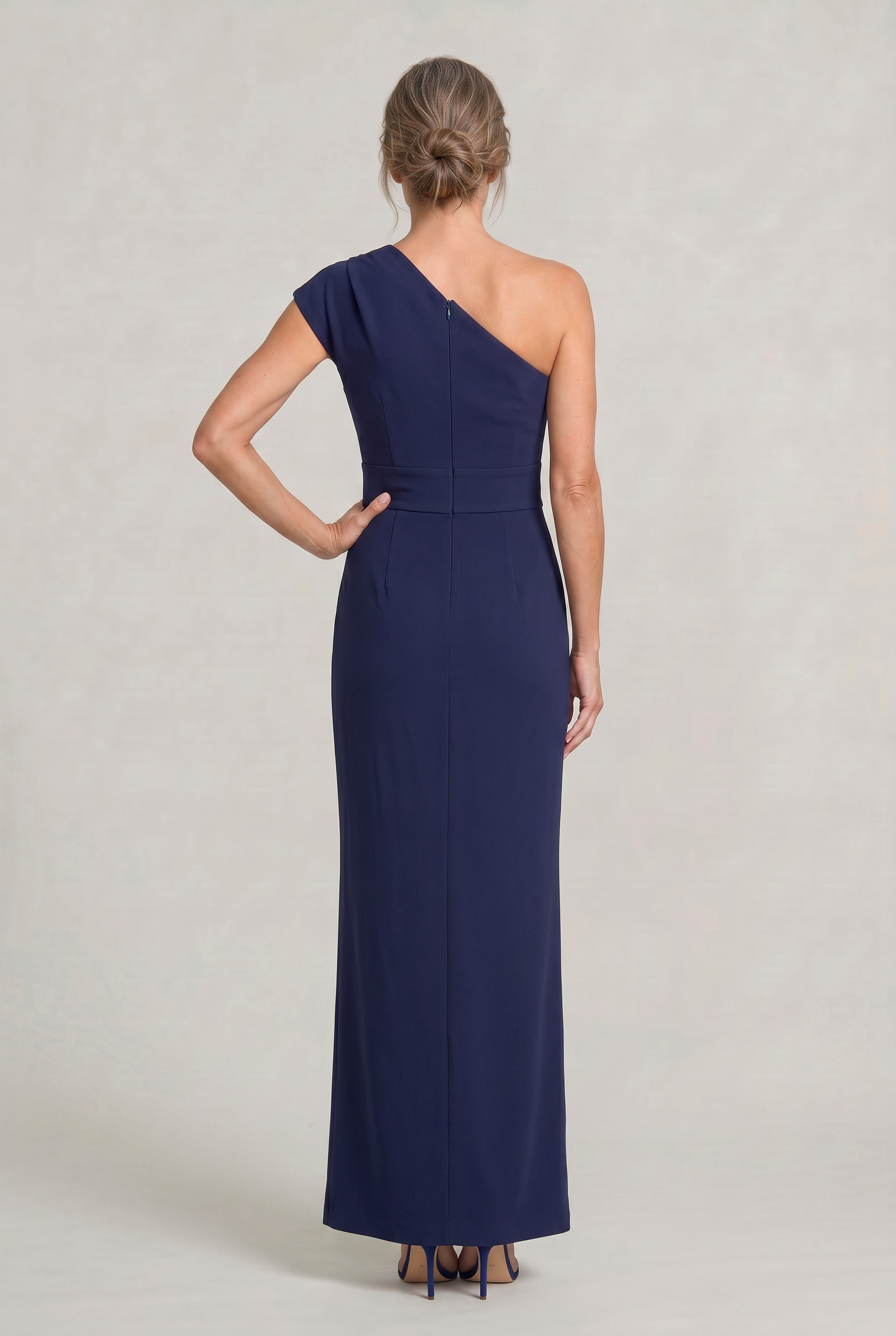 Women's One-Shoulder Maxi Evening Dress - Asymmetric Neckline