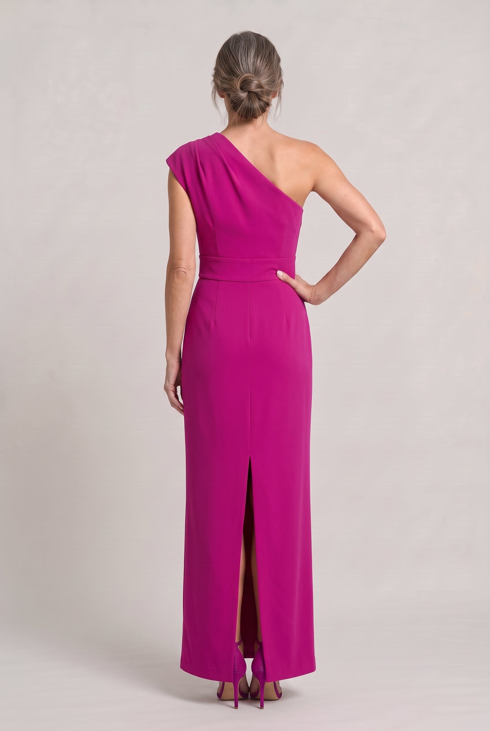Women's One-Shoulder Maxi Evening Dress - Asymmetric Neckline