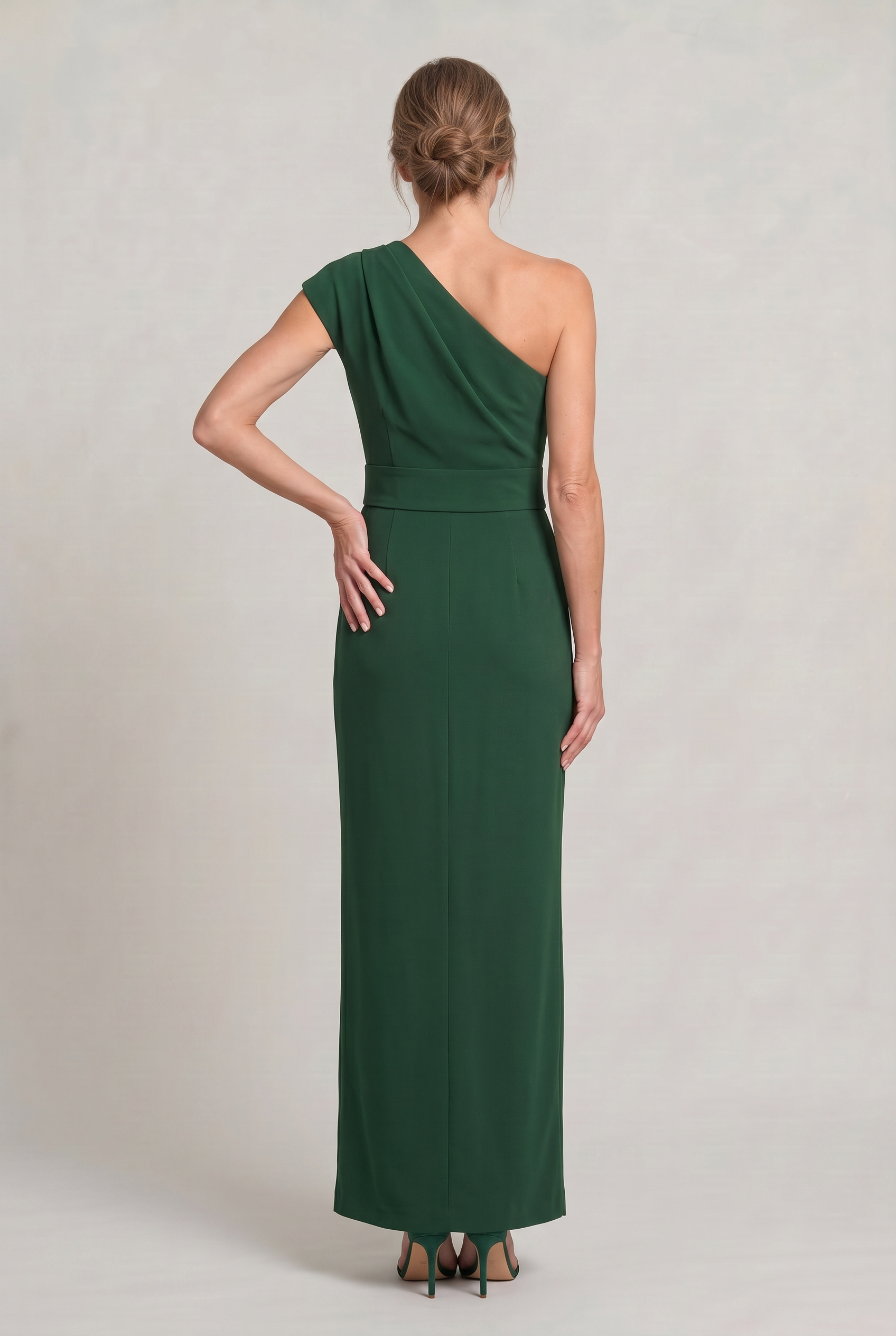 Women's One-Shoulder Maxi Evening Dress - Asymmetric Neckline