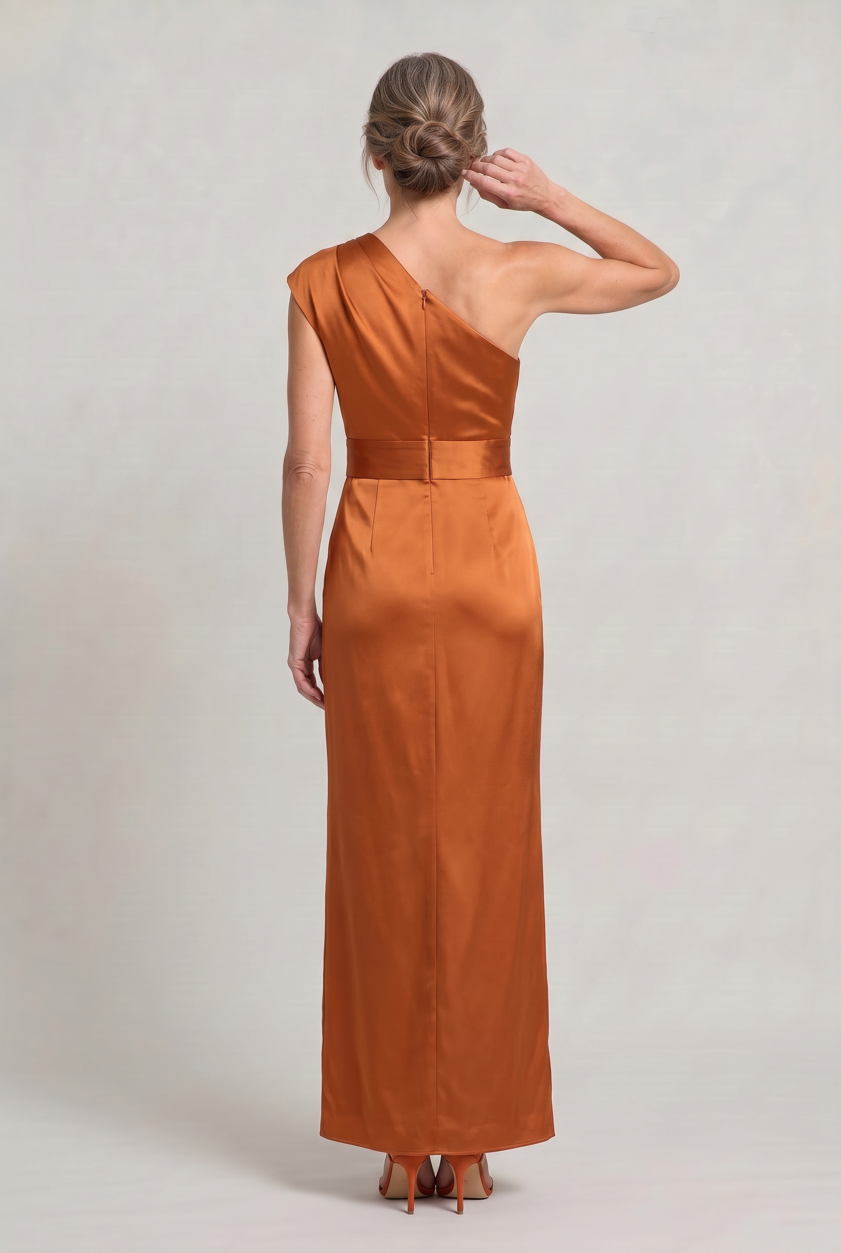 Women's One-Shoulder Maxi Evening Dress - Asymmetric Neckline