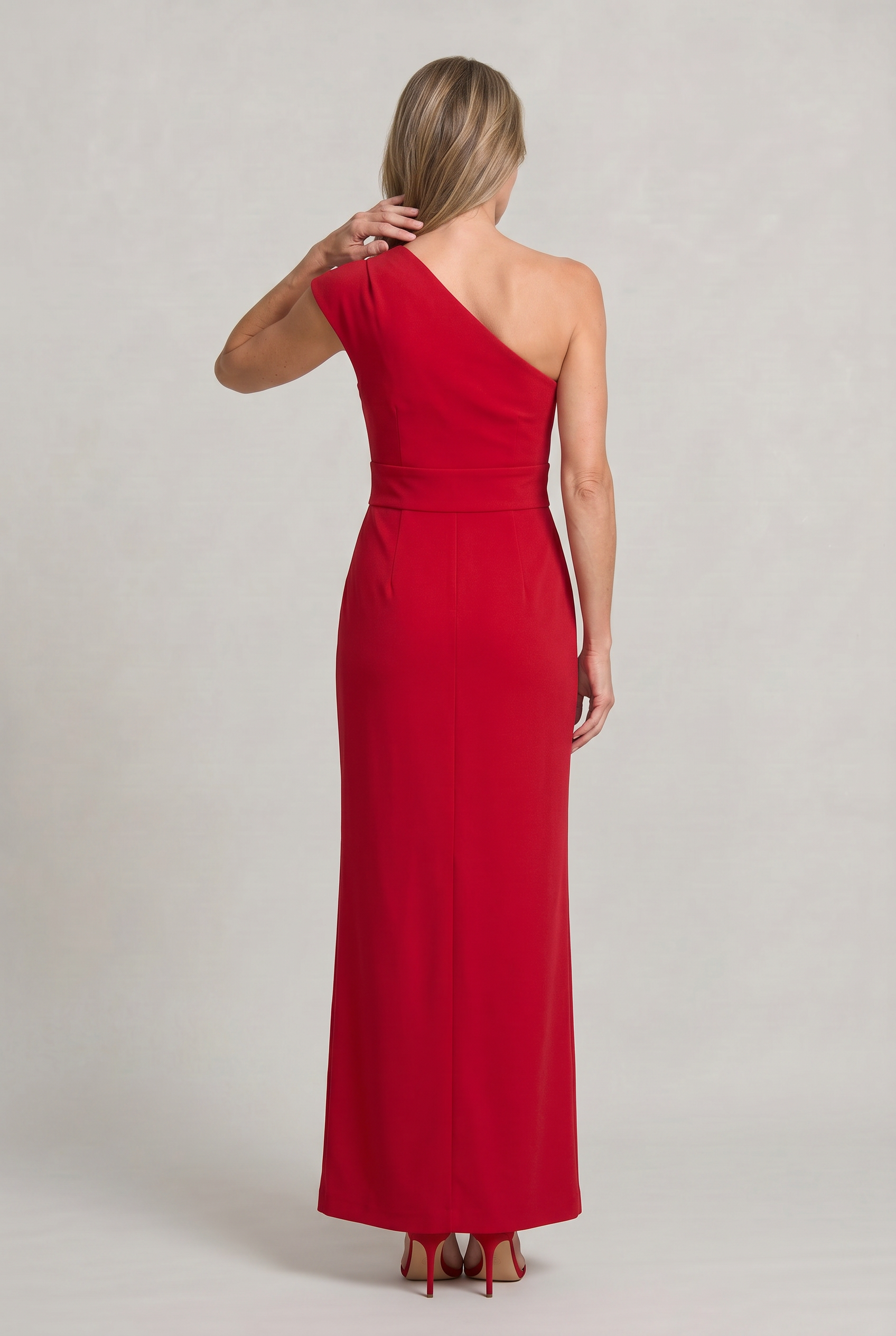 Women's One-Shoulder Maxi Evening Dress - Asymmetric Neckline