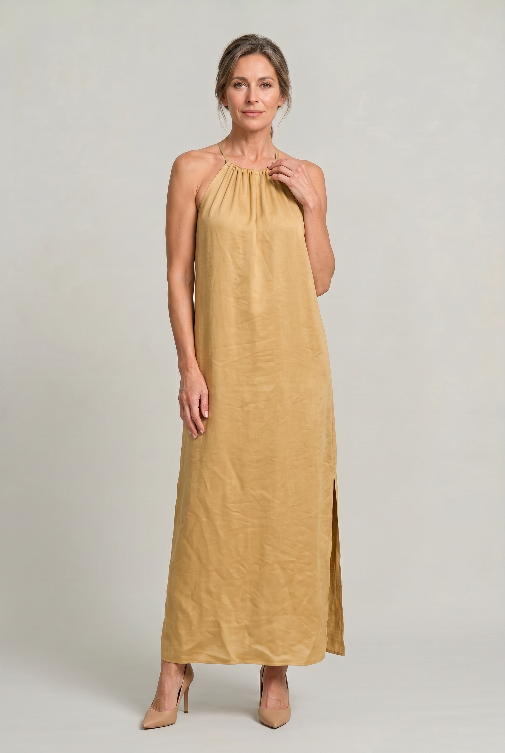 Women's Halter Neck Sleeveless Summer Maxi Dress
