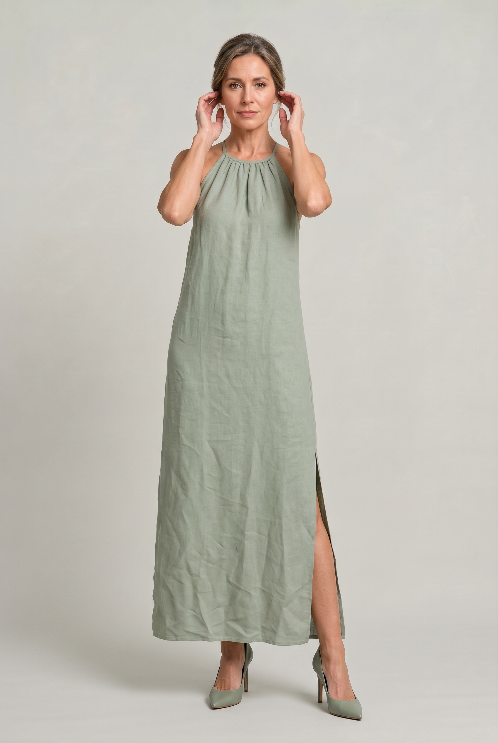 Women's Halter Neck Sleeveless Summer Maxi Dress