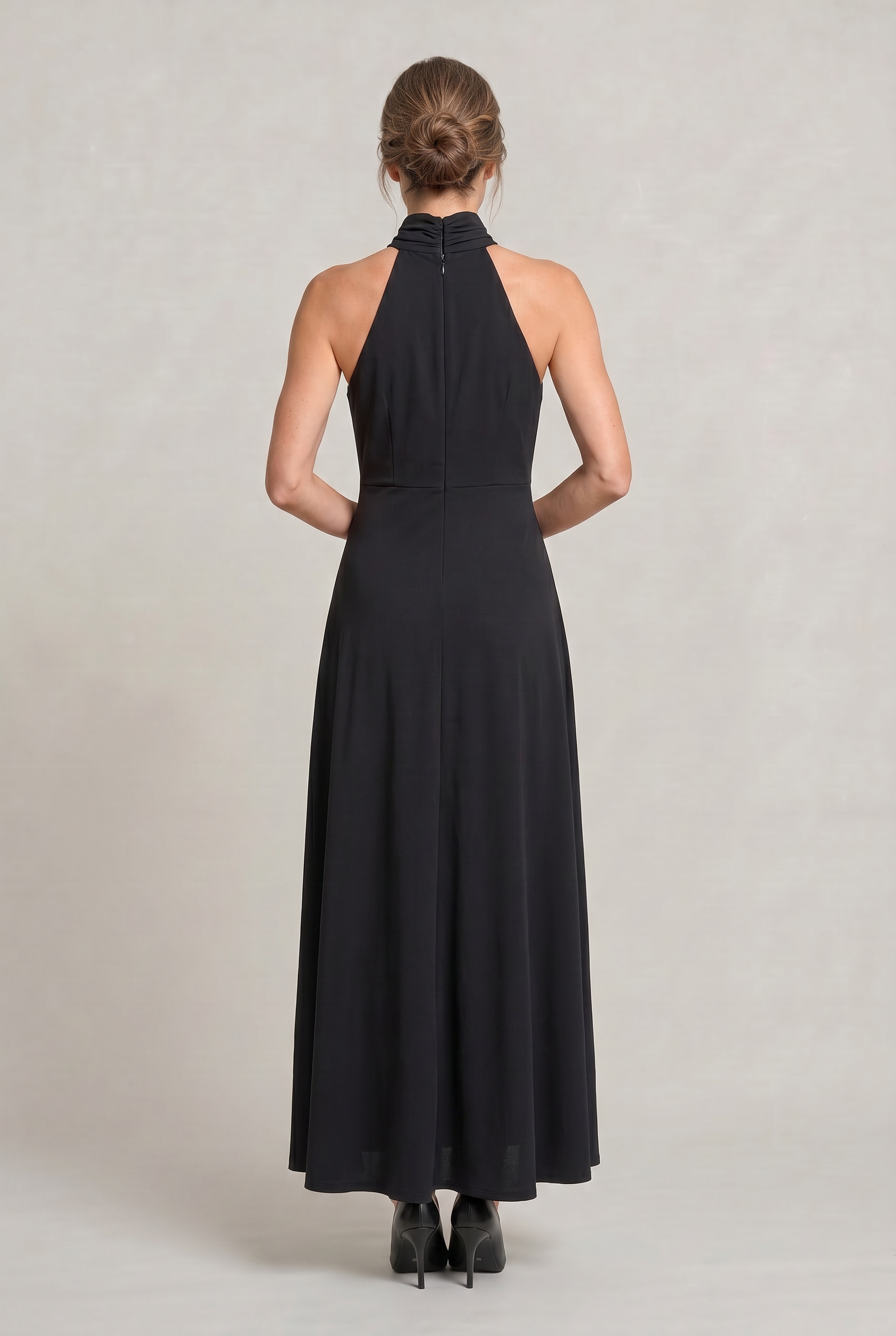Women's Satin High Neck Bridesmaid Maxi Dress