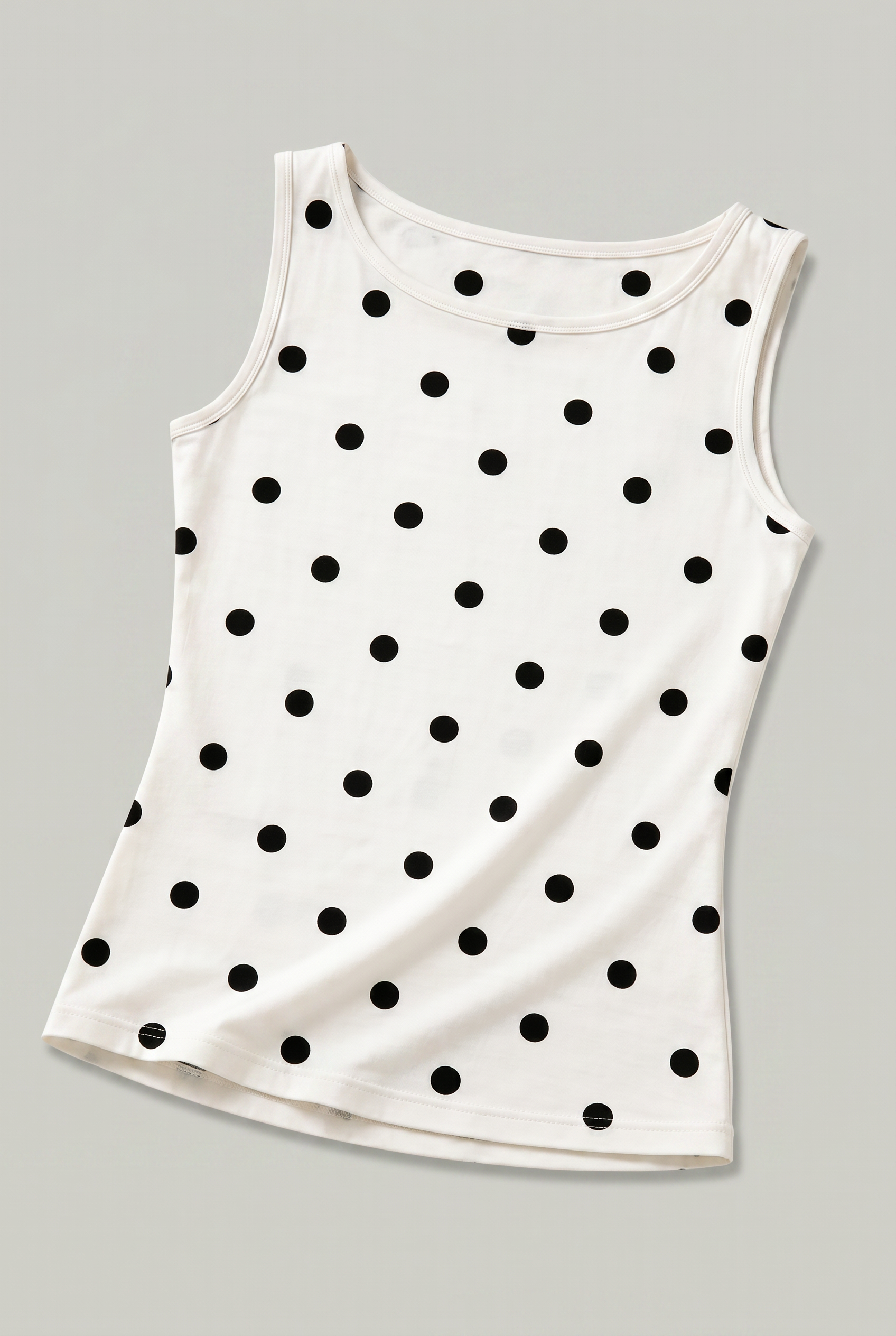 Women’s Polka Dot Sleeveless Tank Top – Fitted Round Neck Summer Top
