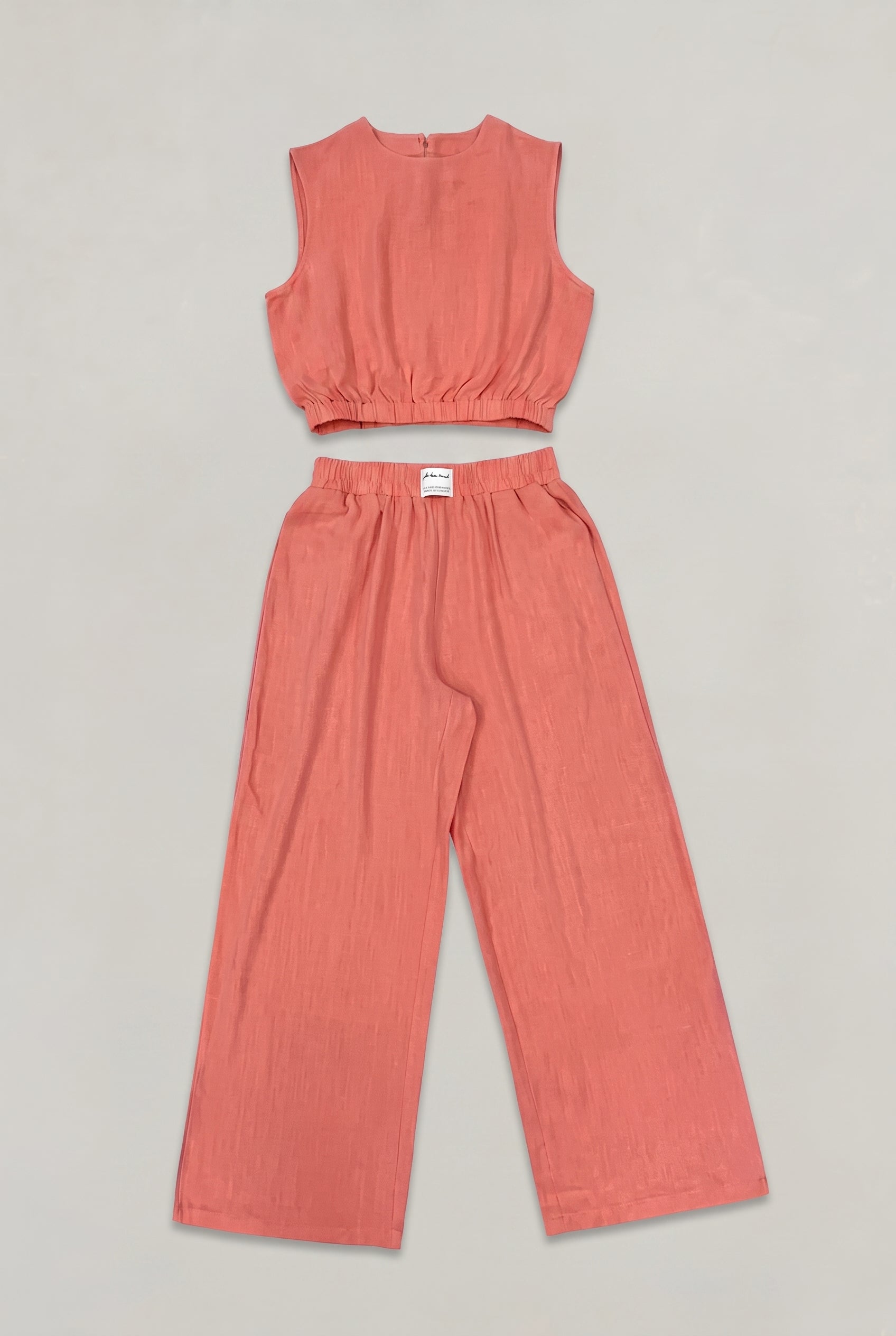 Women's Linen Sleeveless Top and Wide Leg Trousers Two Piece Set