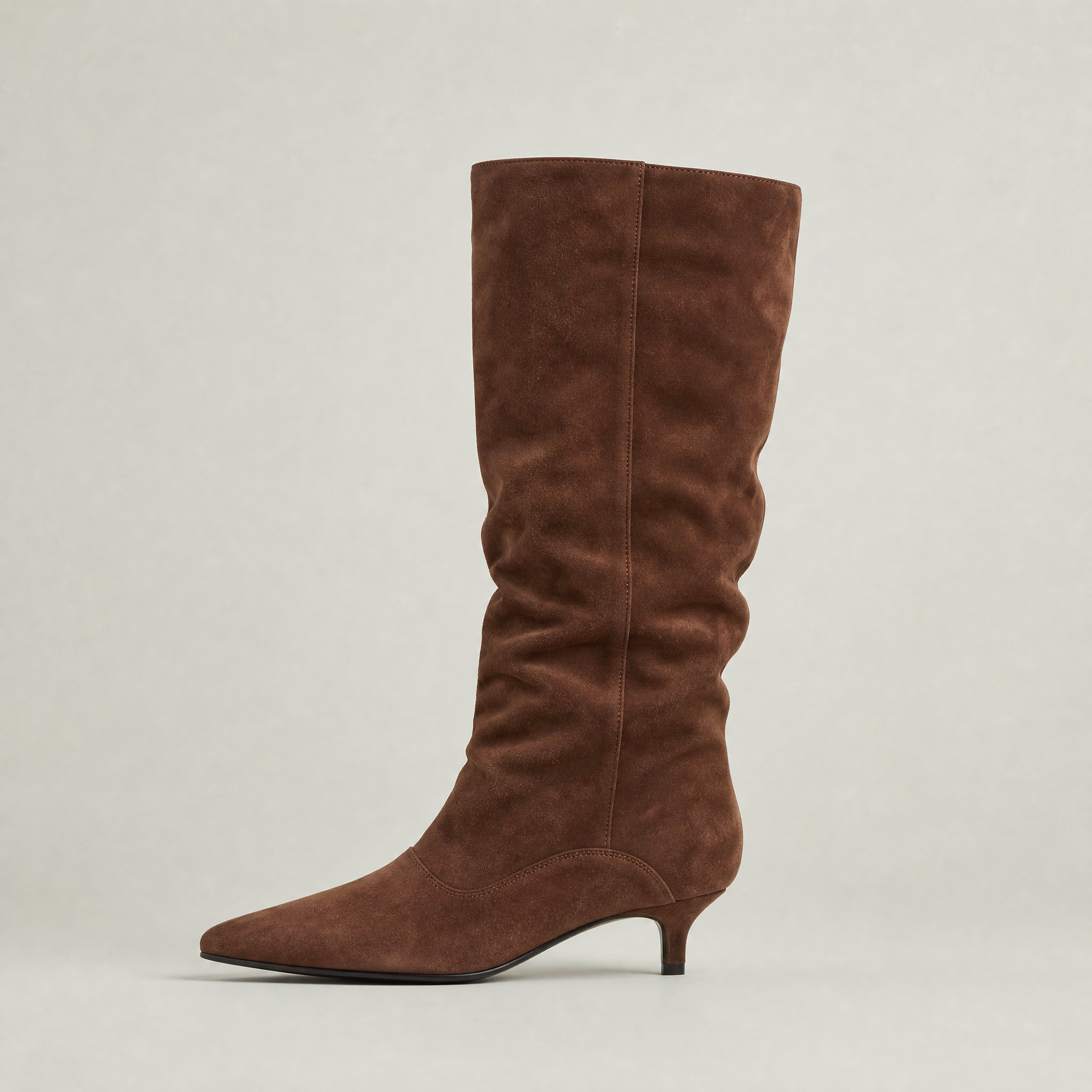 Women’s Suede Knee-High Slouch Boots - Pull-On Style