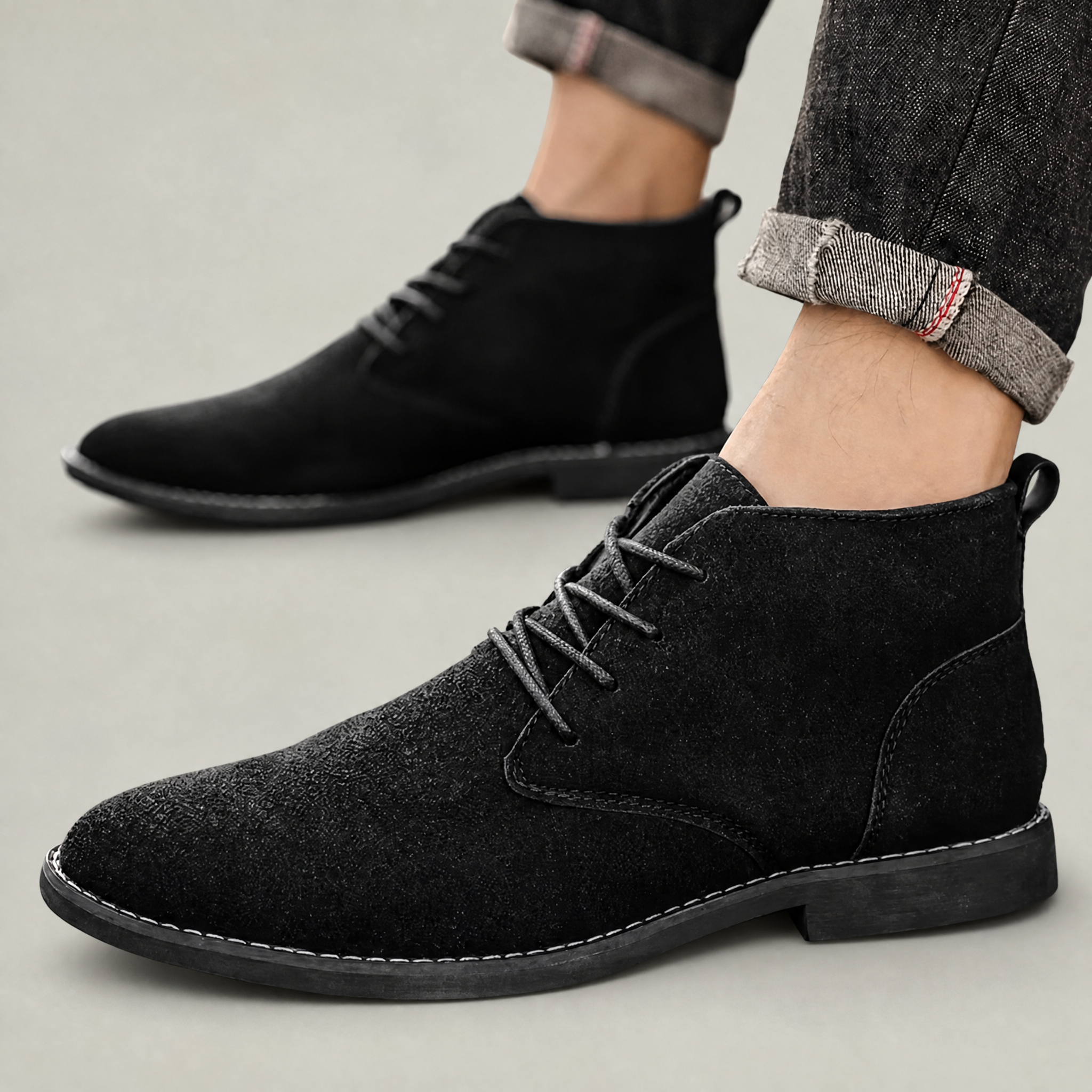 Men's Suede Chukka Boots – Lace-Up Desert Ankle Boots