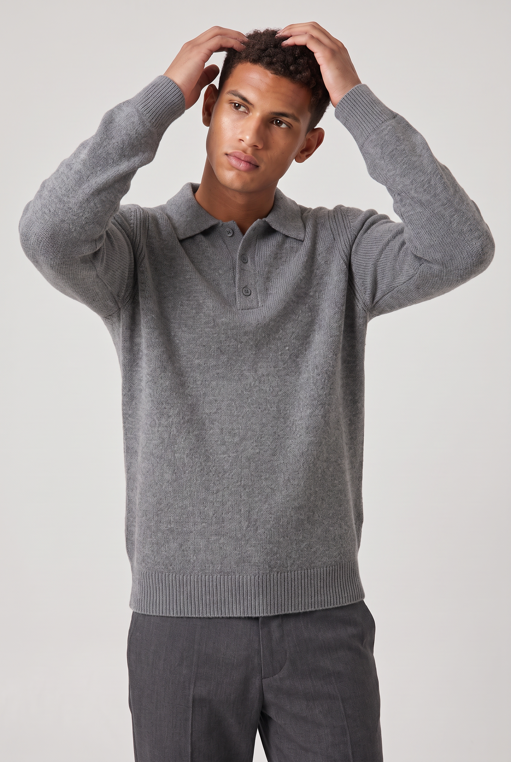 Men's Knitted Polo Jumper – Collared Long Sleeve Sweater