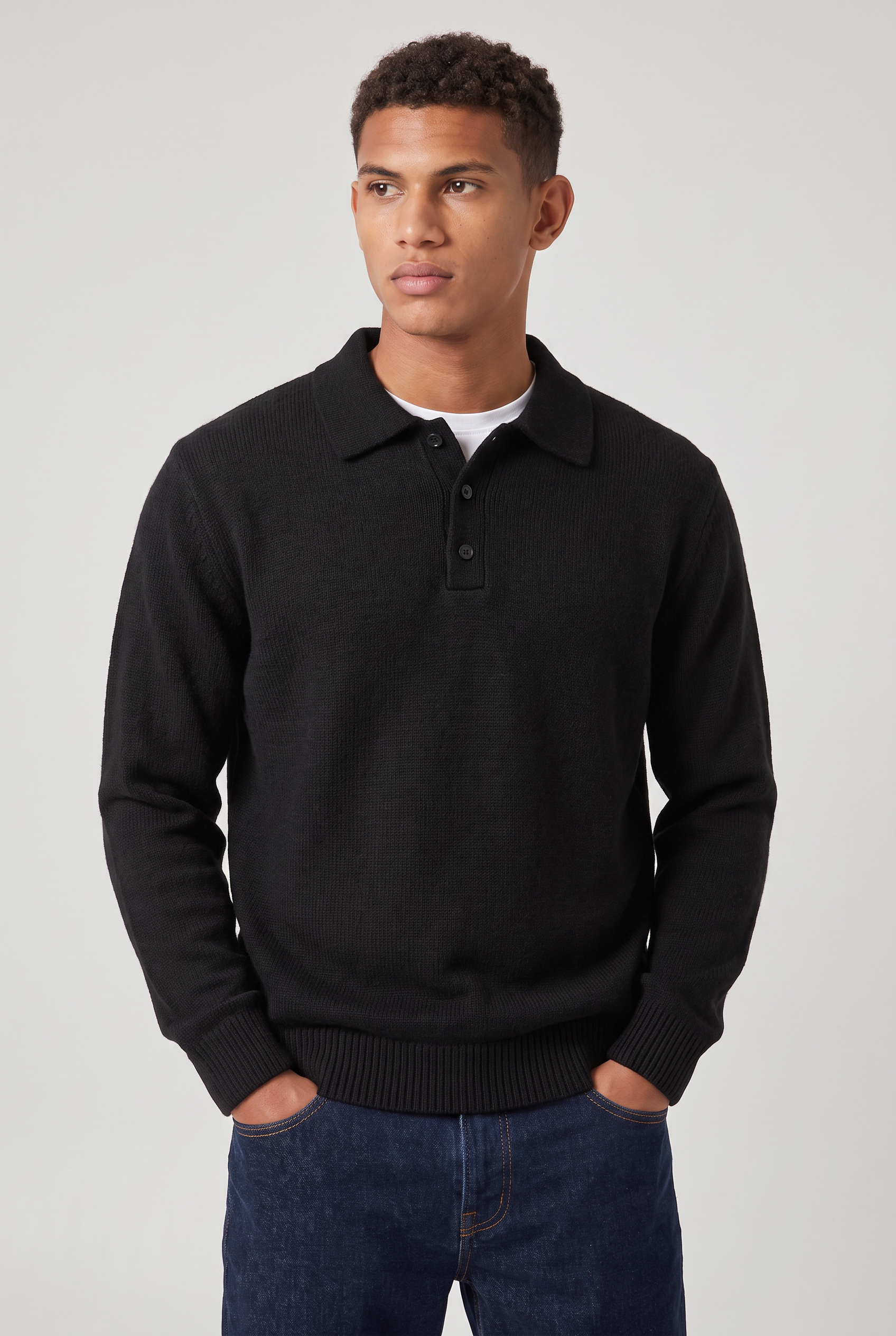Men's Knitted Polo Jumper – Collared Long Sleeve Sweater