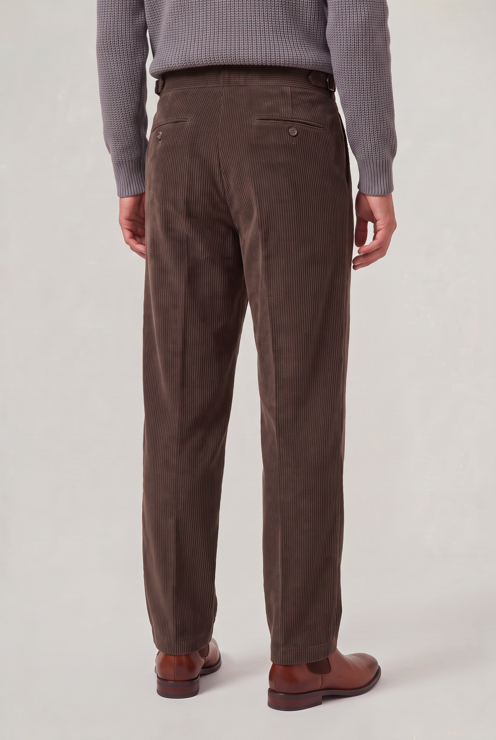Men's Corduroy Trousers - Wide Leg Pleated Cord Trousers