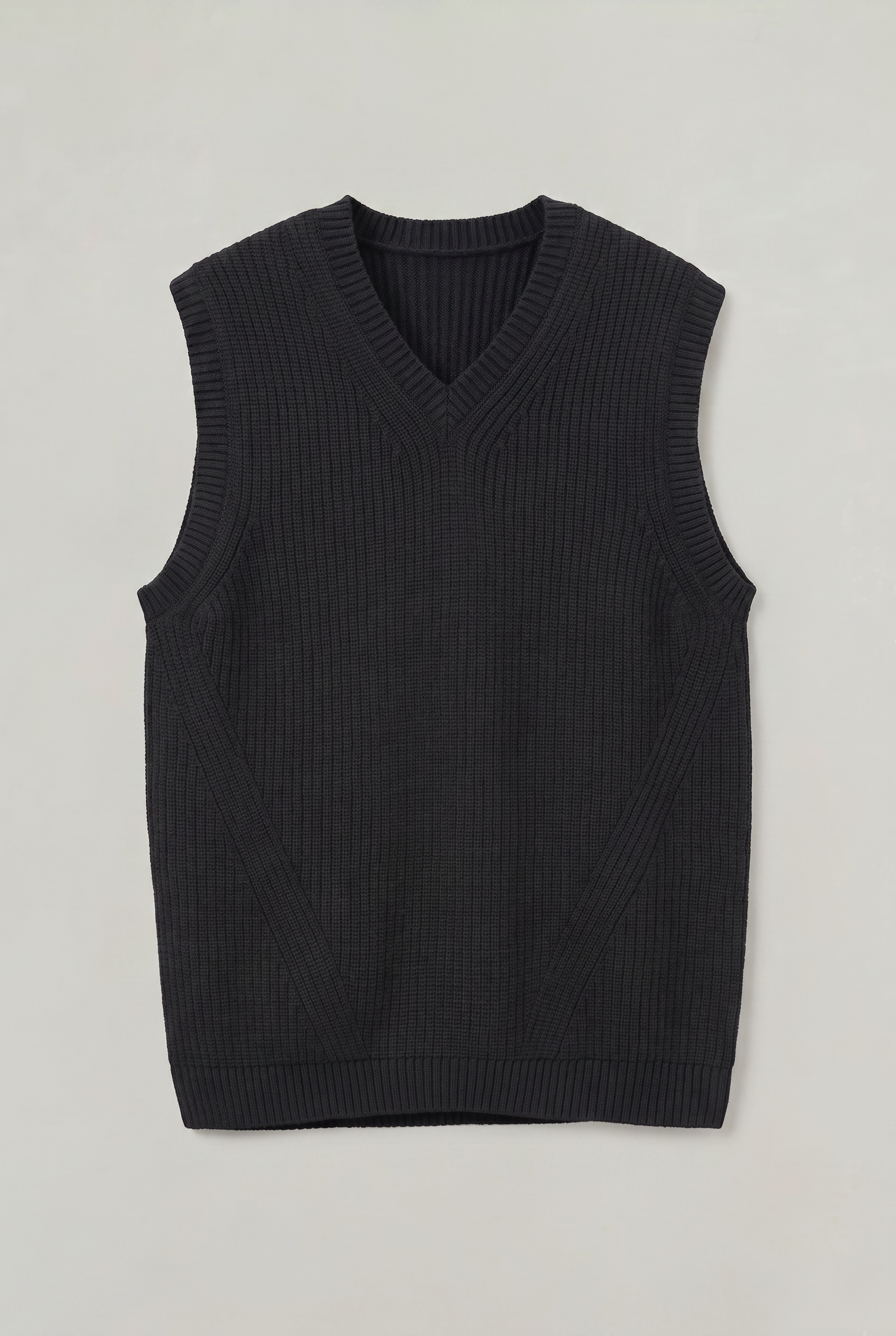 Men's Sweater Vest - Ribbed Knit V Neck Sleeveless