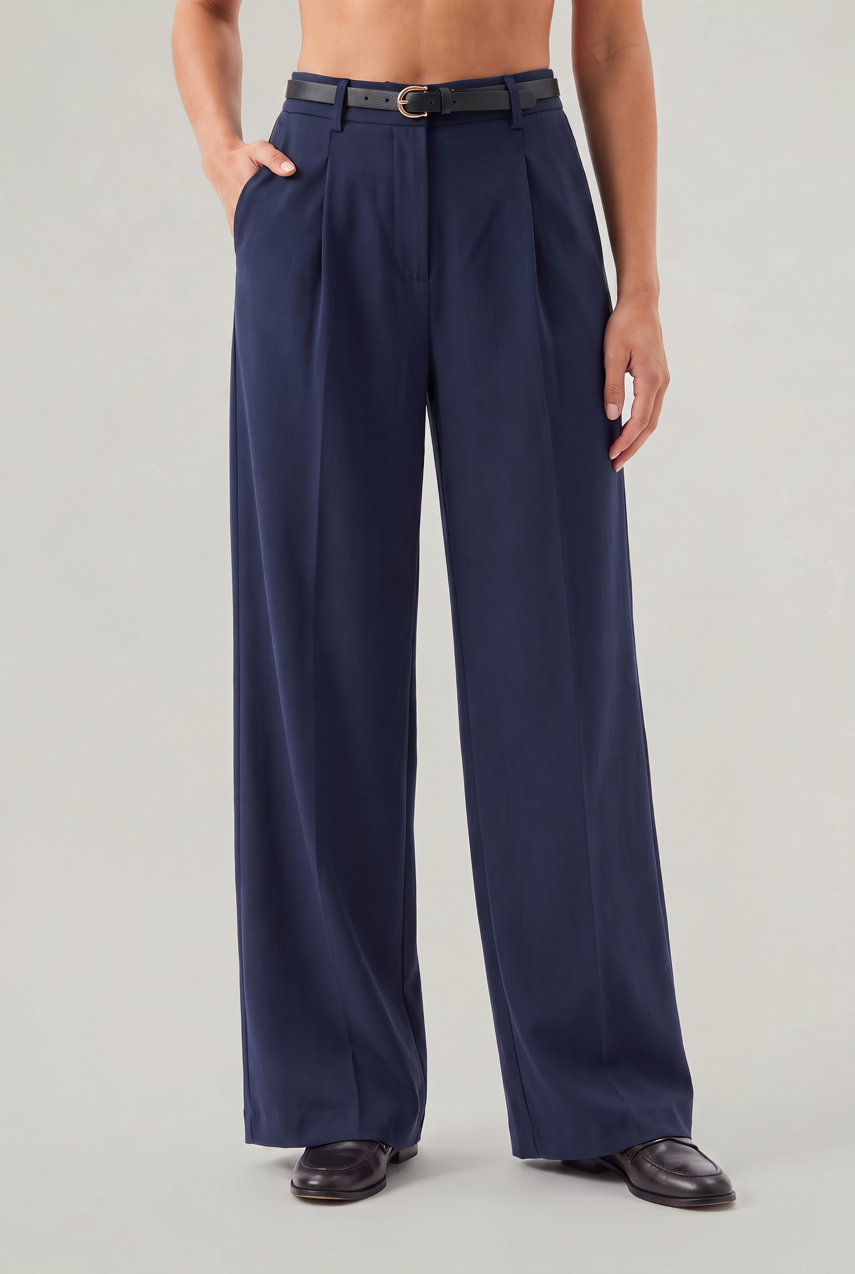 Women’s High Waisted Tailored Trousers Straight Wide Leg