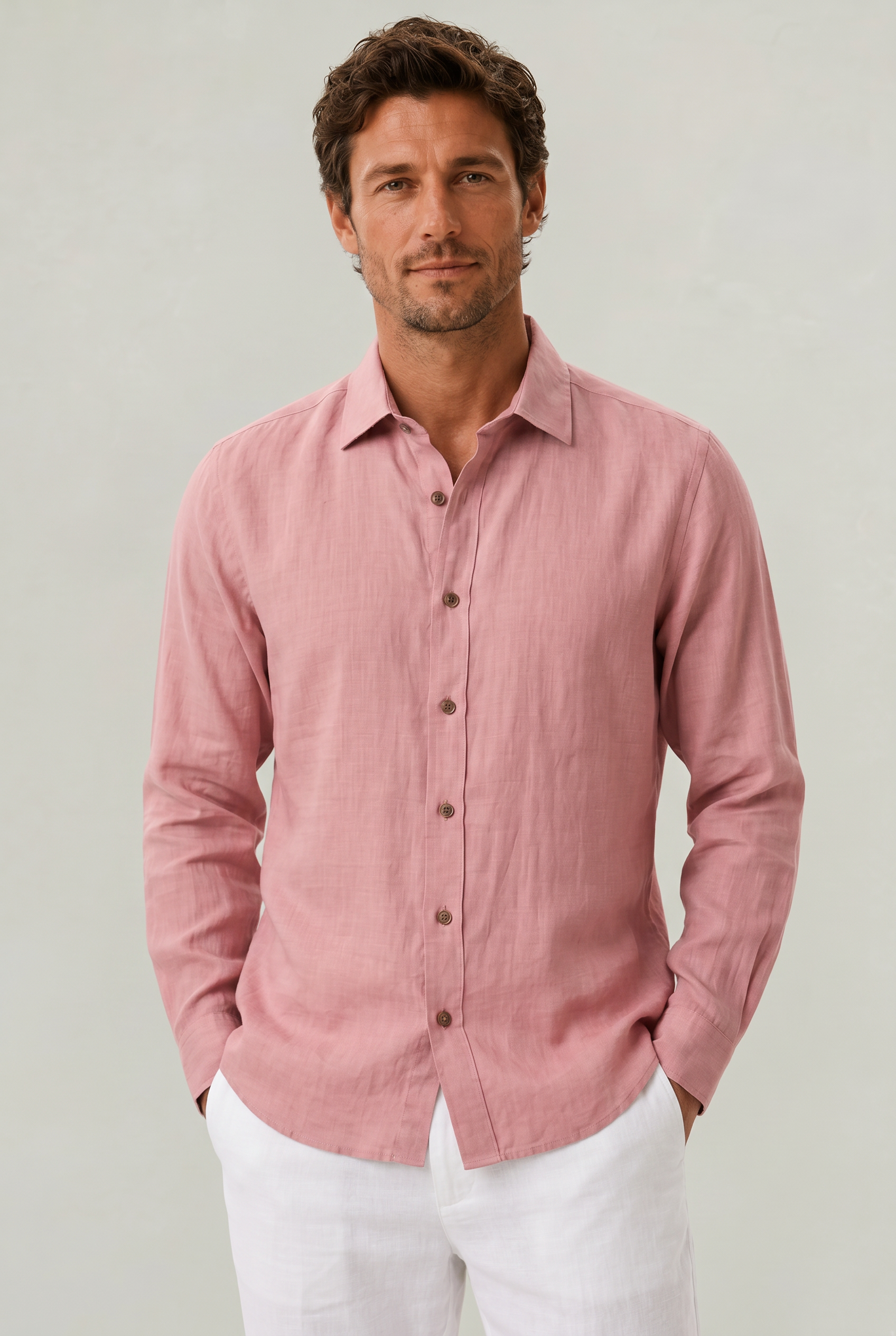 Men's Long Sleeve Cotton Button Down Shirt