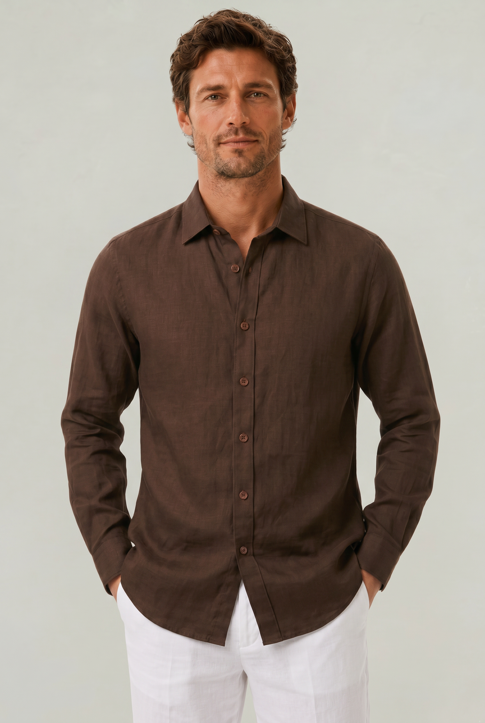 Men's Long Sleeve Cotton Button Down Shirt