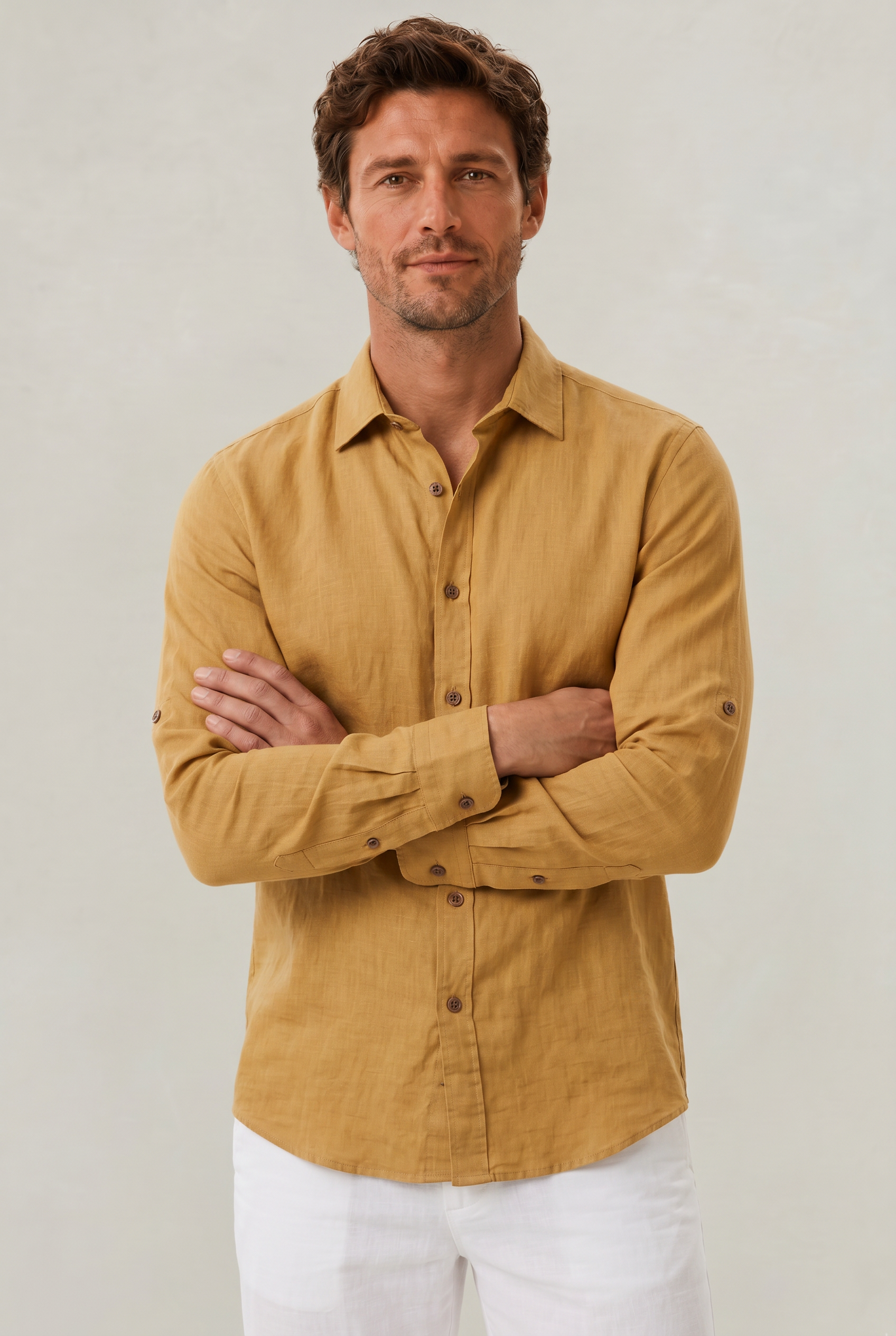 Men's Long Sleeve Cotton Button Down Shirt