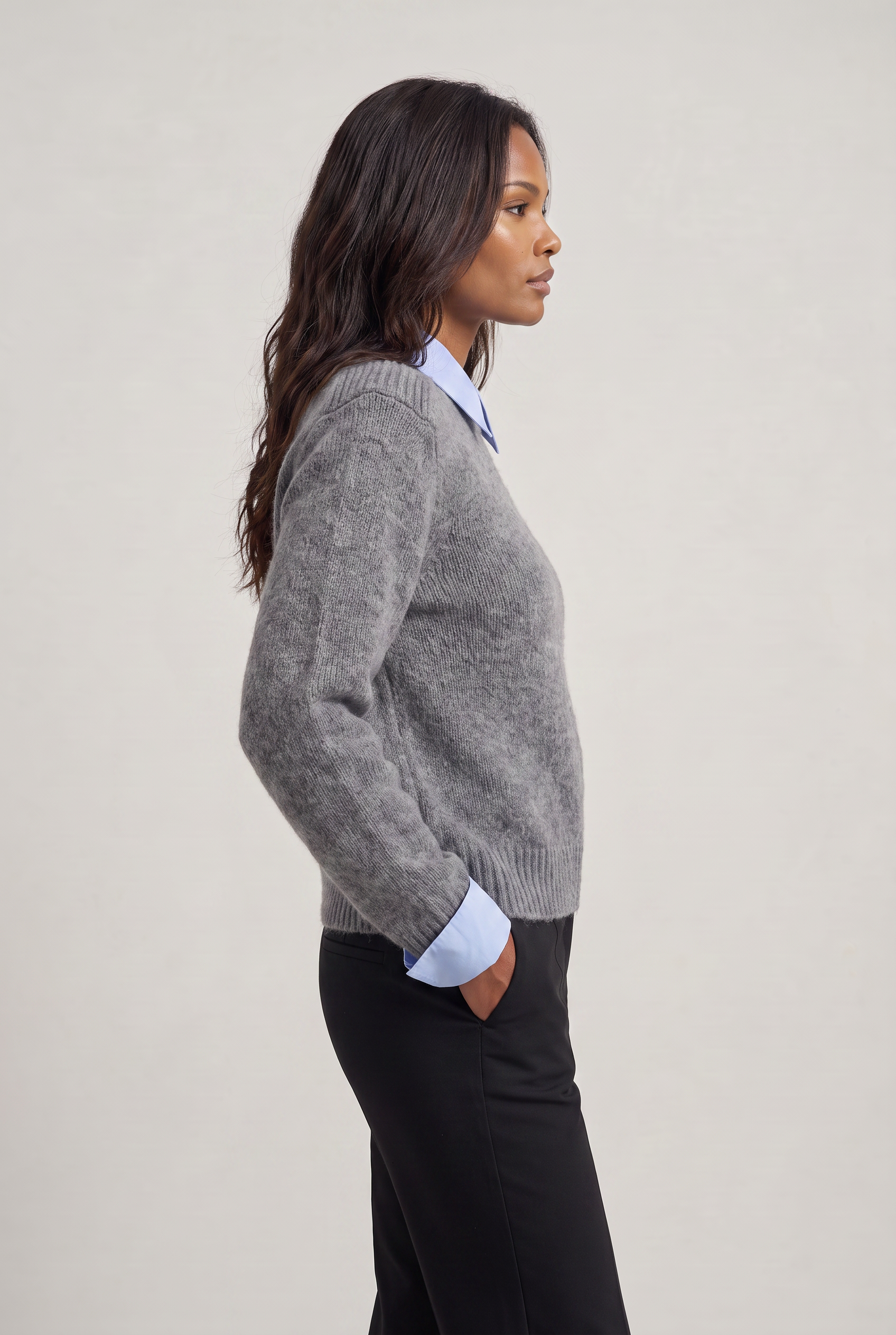 Women's 2-in-1 Collared Jumper – Knitted Shirt Layer Sweater