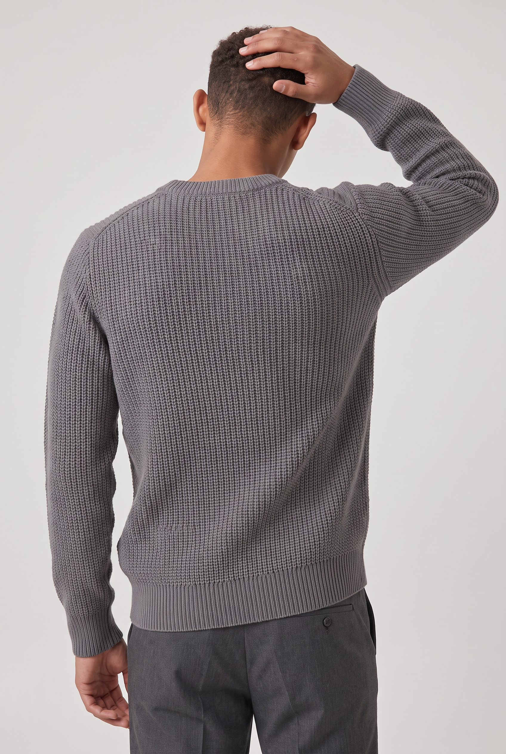 Men's Oversized Ribbed Knit Jumper - Crew Neck Sweater