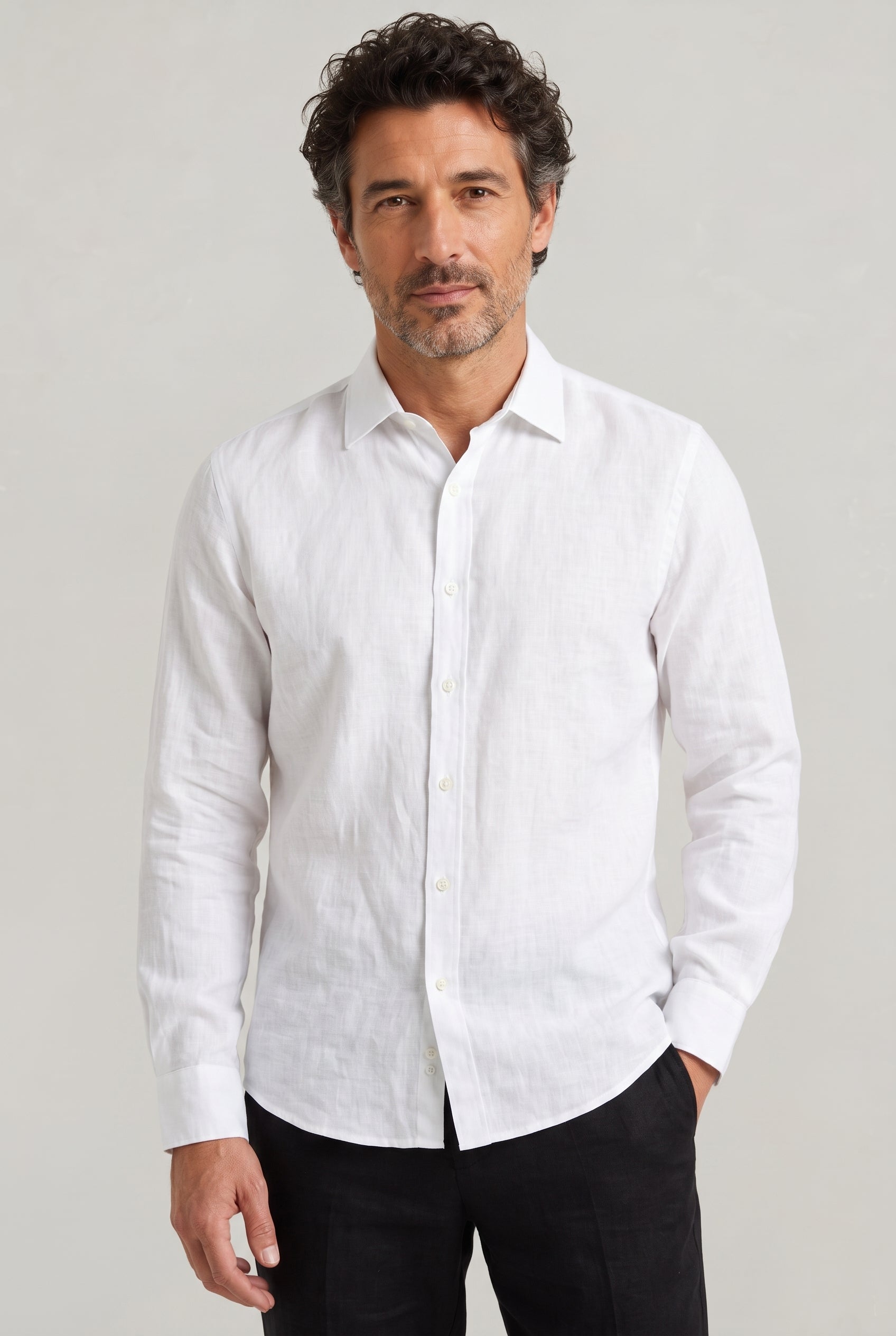 Men's Long Sleeve Linen Button Down Shirt