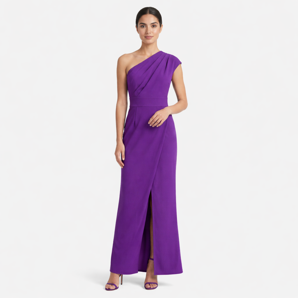 Women's One-Shoulder Maxi Evening Dress -  Asymmetric Neckline