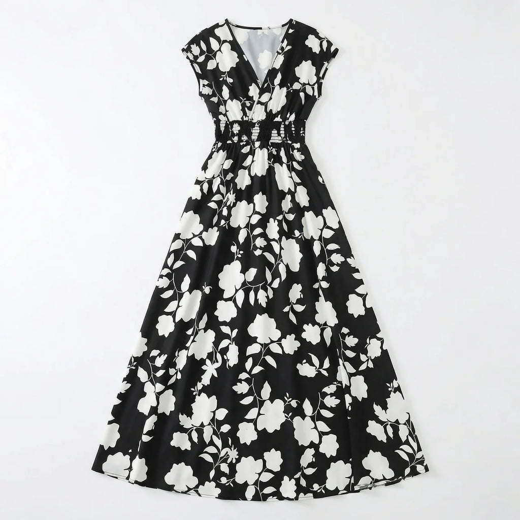 Women’s V-Neck Floral Print Summer Maxi Dress