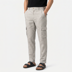 Men's Linen Cargo Trousers Relaxed Fit
