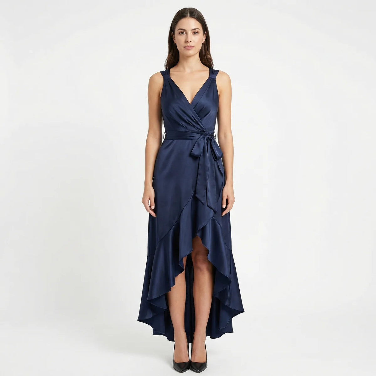 Women's Elegant Sleeveless Wrap Midi Dress – Birchbourne