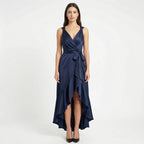 Women's Elegant Sleeveless Wrap Midi Dress