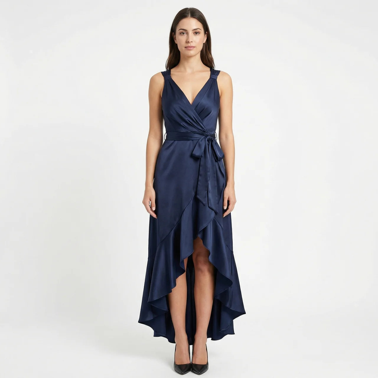 Women's Elegant Sleeveless Wrap Midi Dress