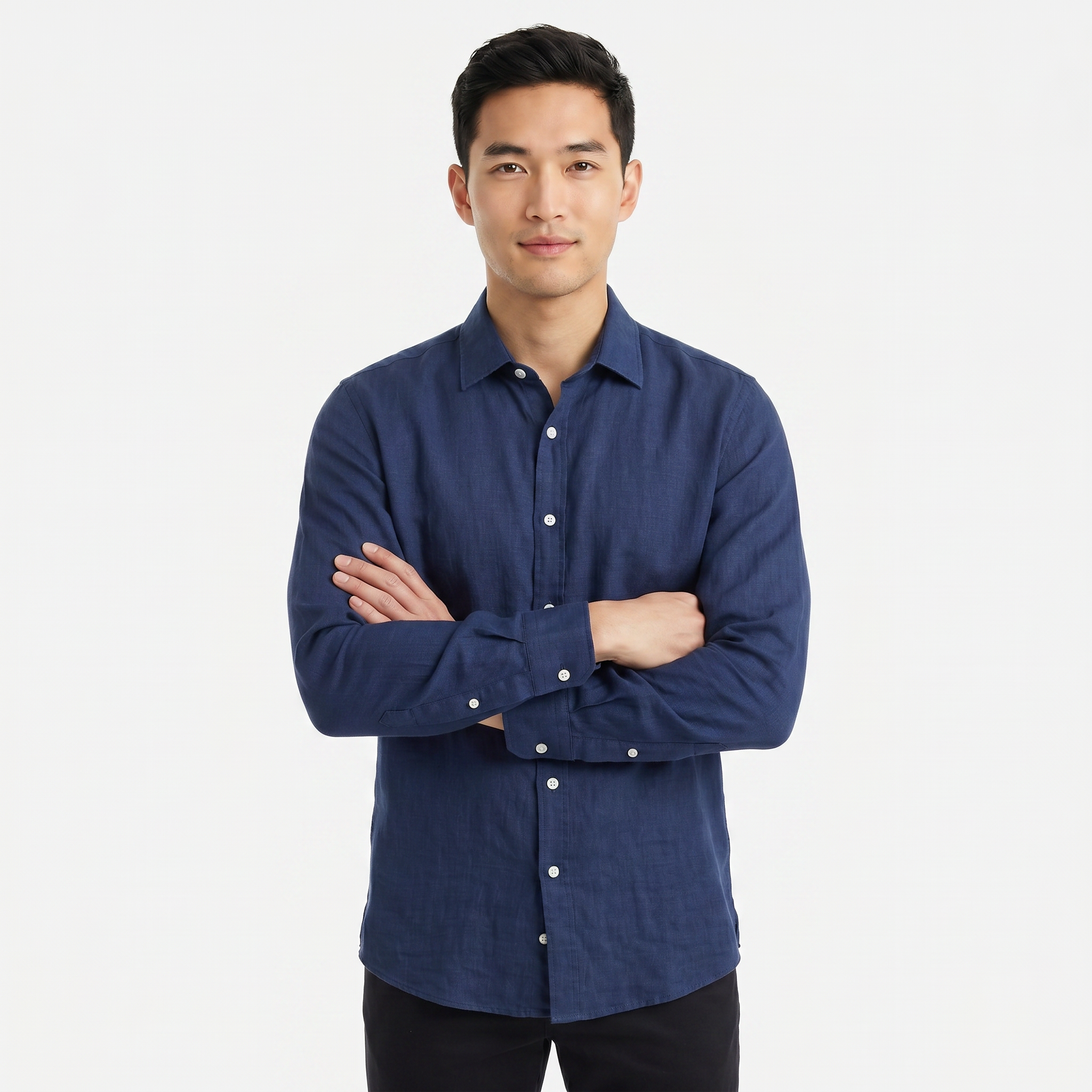 Men's Long Sleeve Linen Button Down Shirt