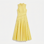 Women's Sleeveless Lace Panel Midi Dress