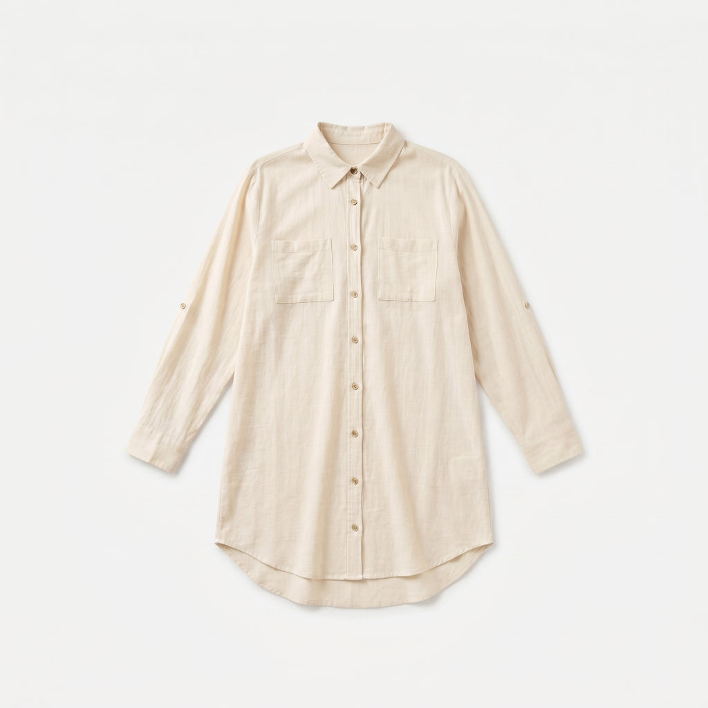 Women's Oversized Button Down Linen Shirt Dress