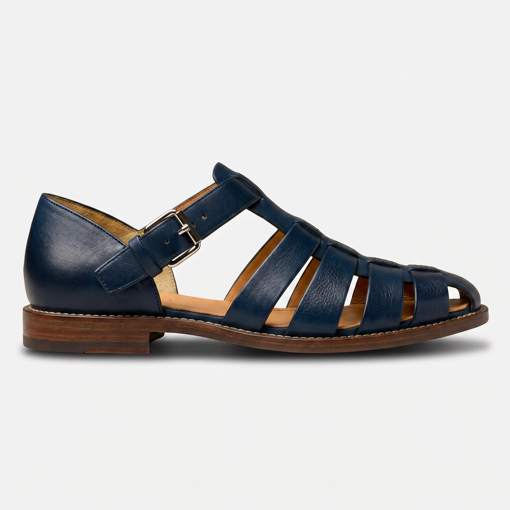 Men's Leather Closed Toe Fisherman Sandals