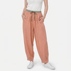 Women's Linen Drawstring Waist Wide Leg Trousers