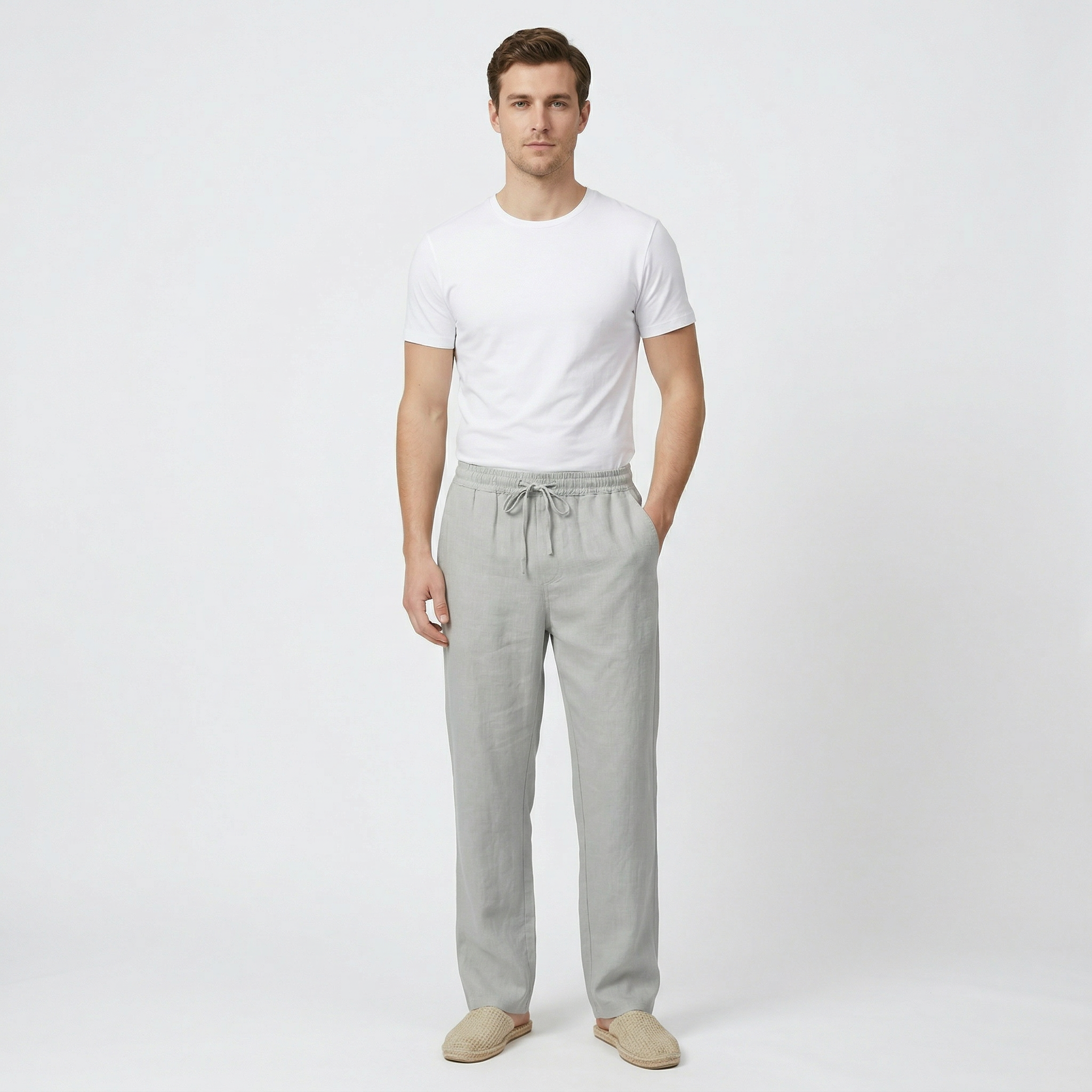 Birchbourne - Men’s Linen Elastic Waist Wide Leg Pants
