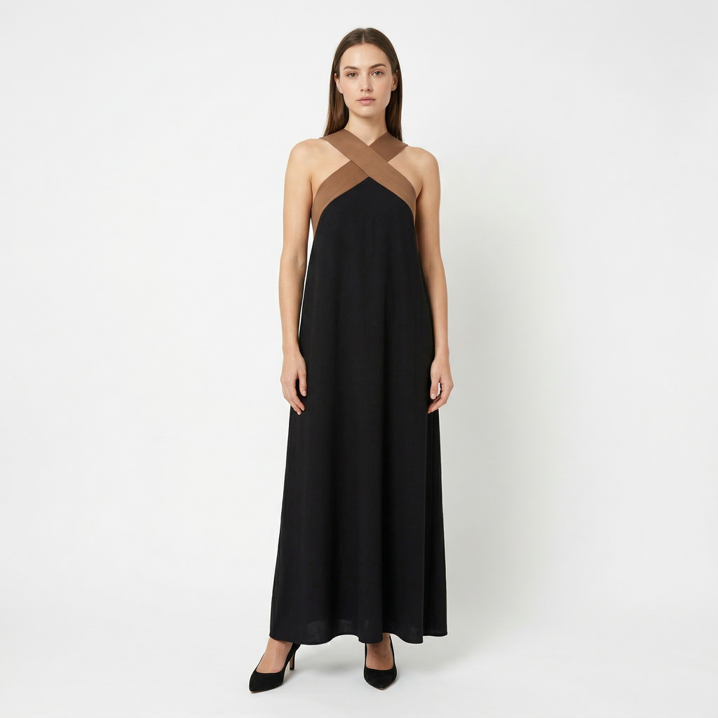 Women's Comfortable Crossed Maxi Dress