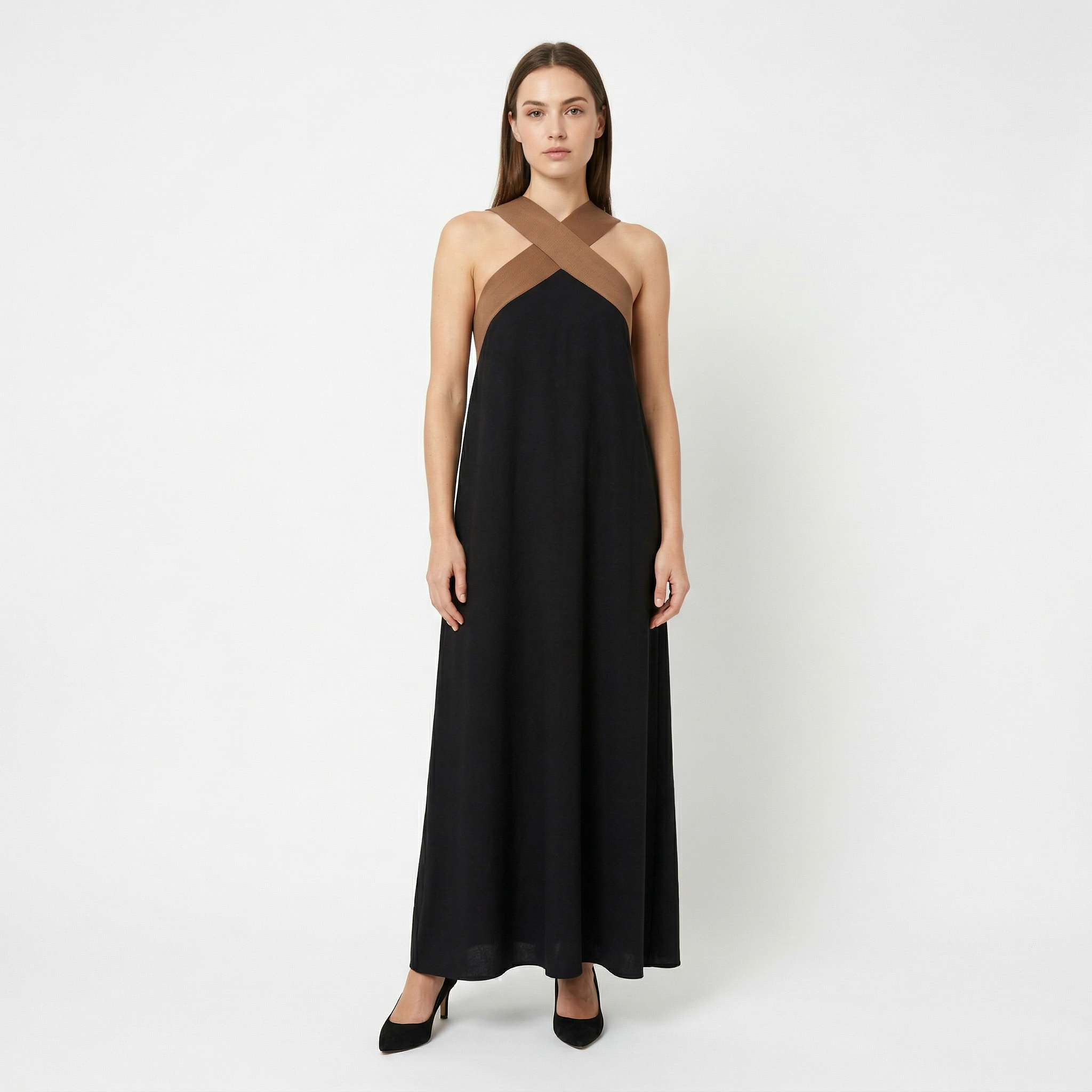 Women's Comfortable Crossed Maxi Dress