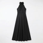 Women's Satin High Neck Bridesmaid Maxi Dress