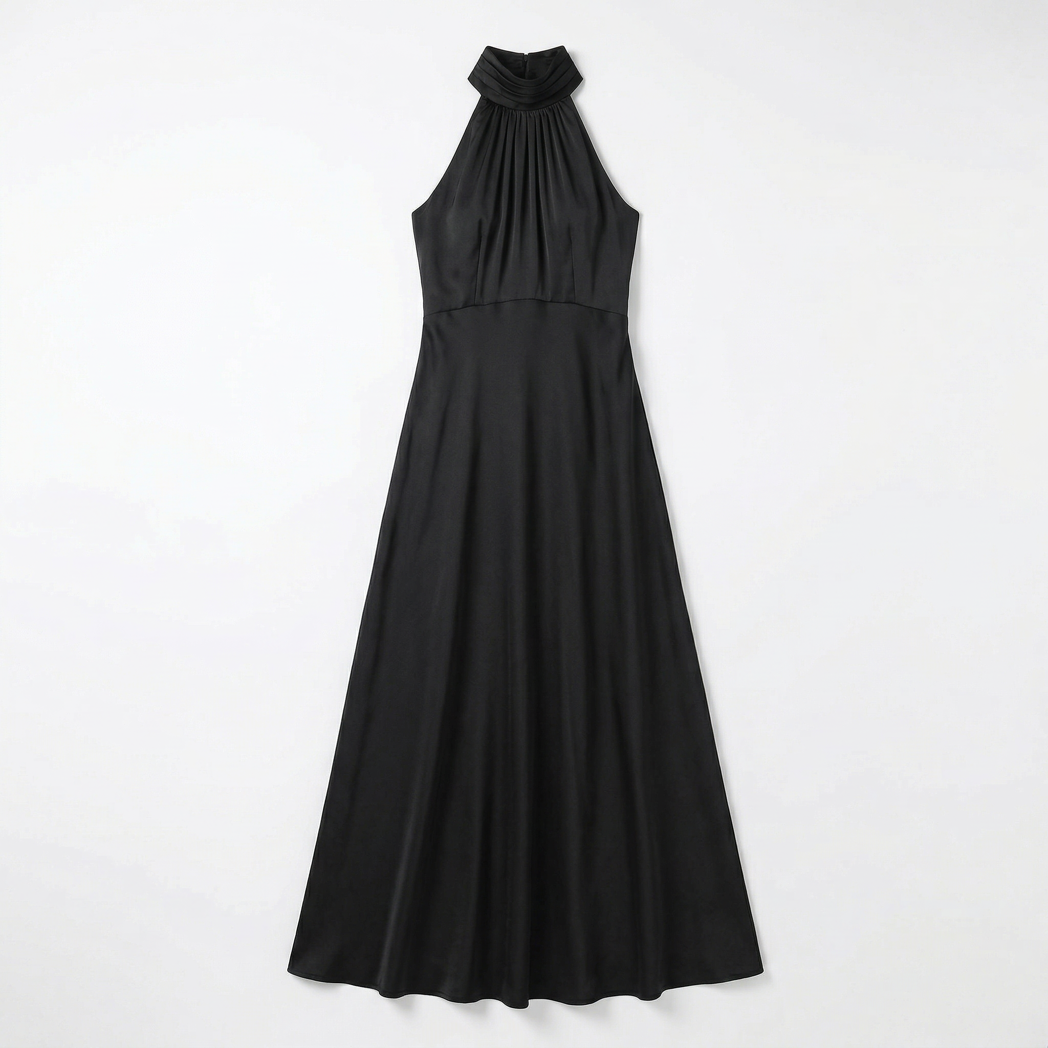 Women's Satin High Neck Bridesmaid Maxi Dress