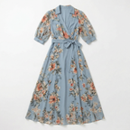 Women's V-neck Floral Wrap Maxi Dress