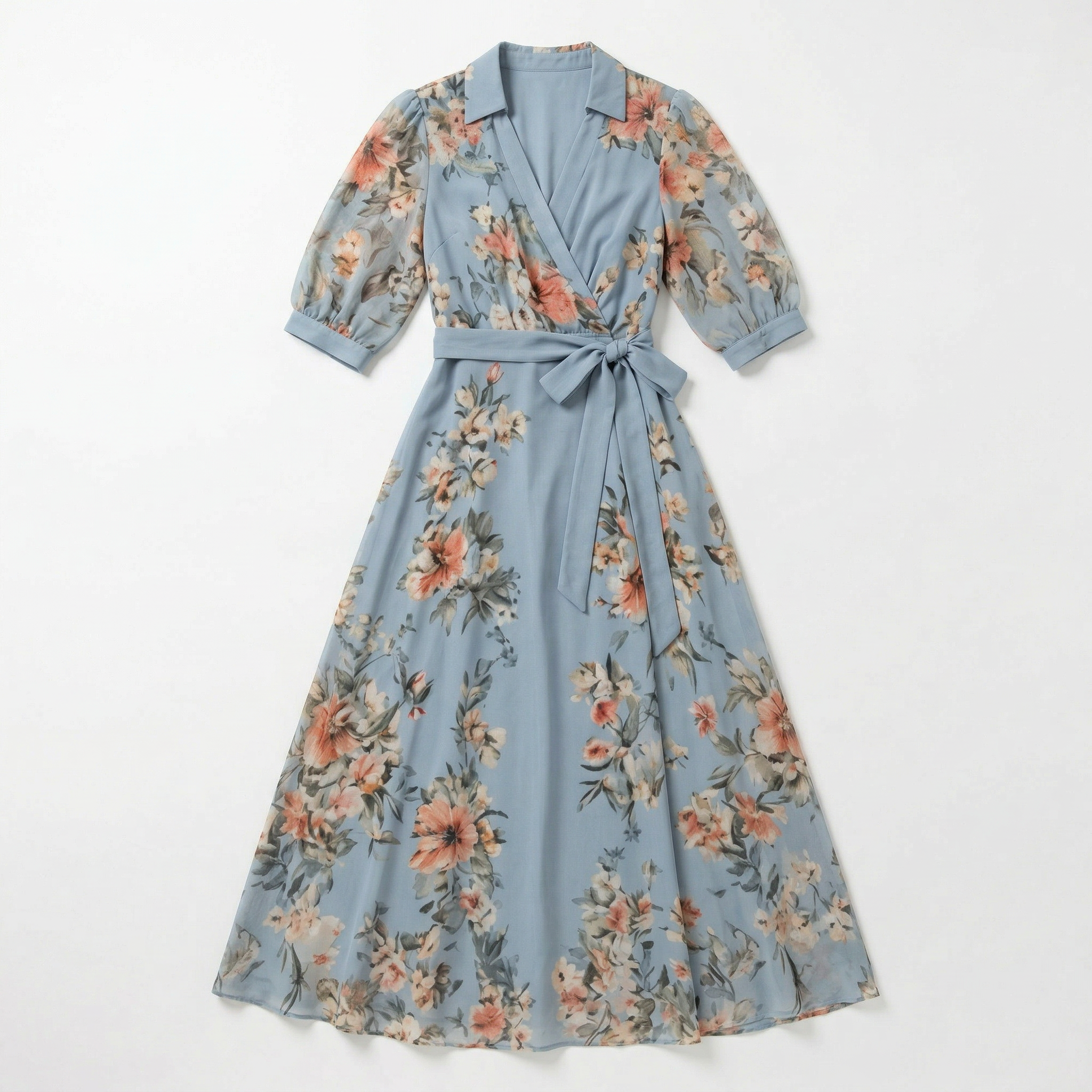 Women's V-neck Floral Wrap Maxi Dress