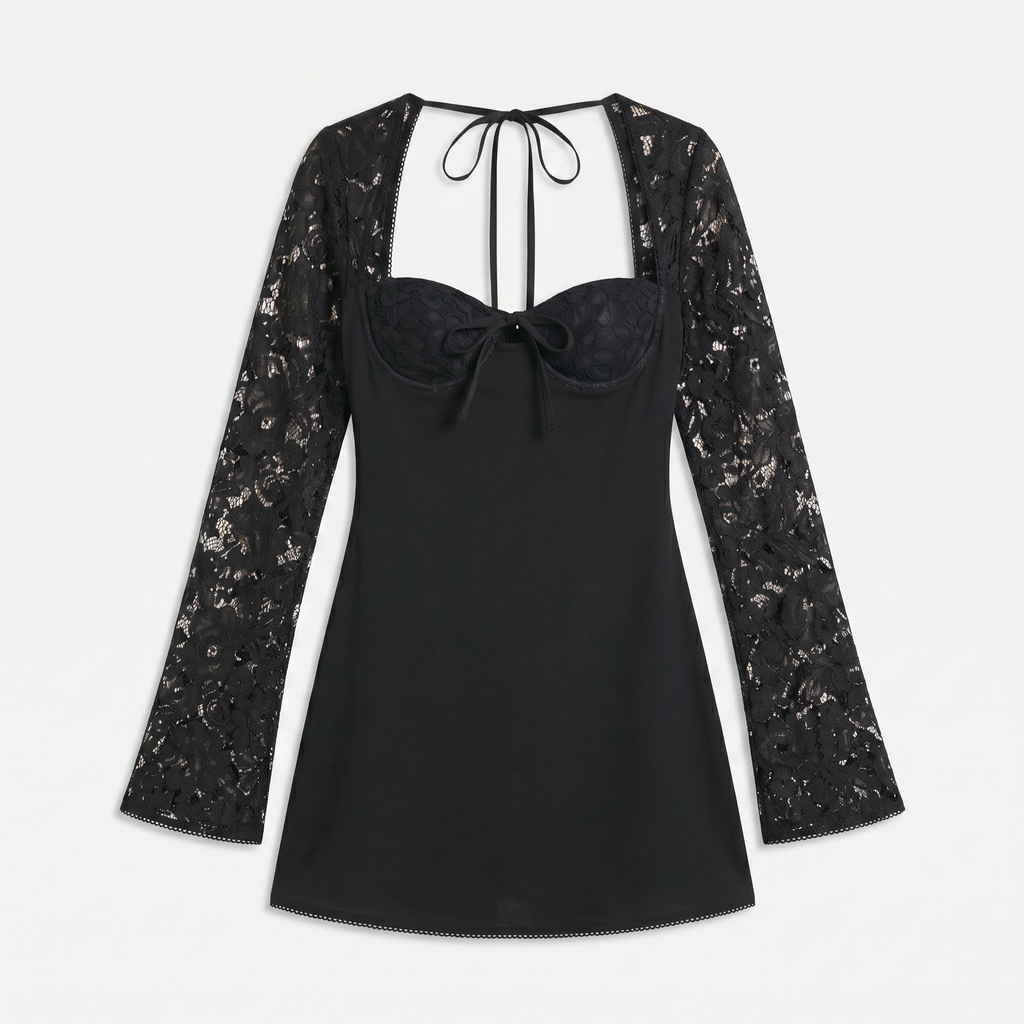 Women's Long Sleeve Lace Mini Dress