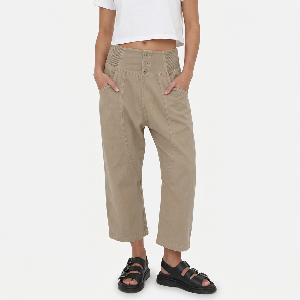 Women's Cotton Linen Wide Leg Trousers
