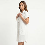 Women's Cotton Gauze Button Down Shirt Midi Dress